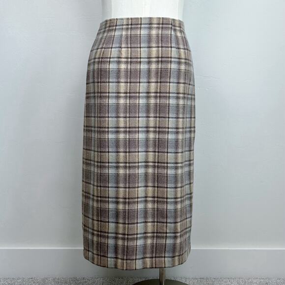 Woolrich Plaid Midi Skirt in Brown and Cream - Picture 5 of 6